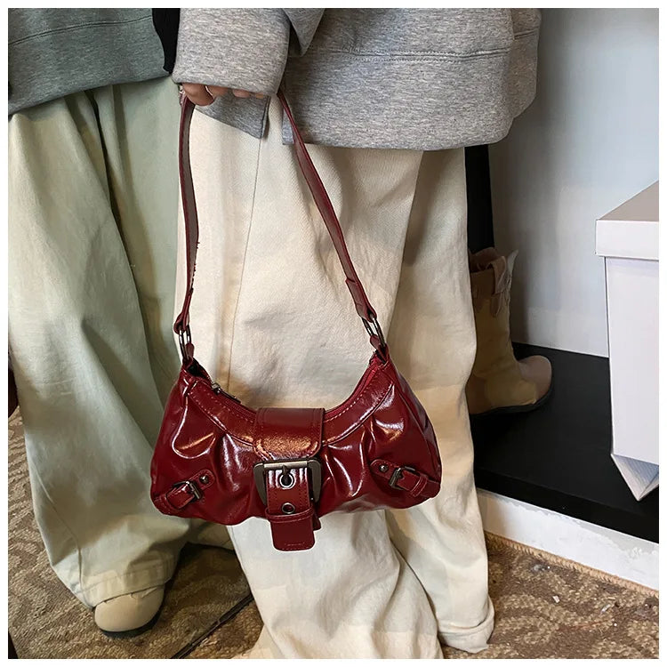 2025 Spring Hot Selling Maillard Style Retro Style Small Bag Spicy Girl Y2K Wasteland Style Vintage Leather Shoulder Armpit Bag