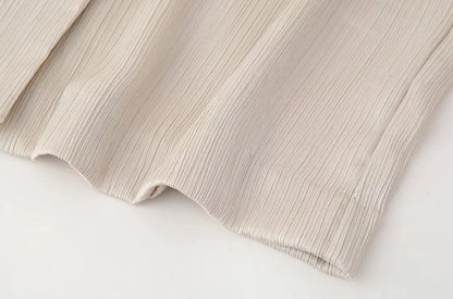 TRZA-Women's Double-Breasted Loose Blazer Coat and High Elastic Waist Wide Leg Pants, Female Two Piece Sets, Fashion