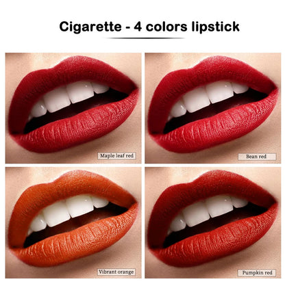 4 pcs/set Cigarette Lipstick Set Long Lasting Lip Glaze Matte Lip Gloss Waterproof Lip Stick Tube Nude Lip Tint Makeup Cosmetics