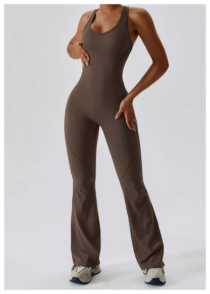 Solid Yoga Jumpsuit One Piece Outfit Fitness Bodysuit Workout Clothes for Women Sportwear Women Buttock lifting Set Activewear