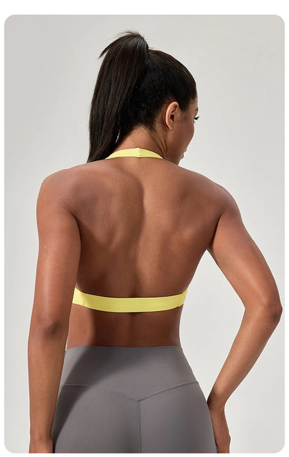 Sports Yoga Bra for Women Halter Neck with Stylish Back Design Sexy Gym Bra for Running Fitness Sports Bras