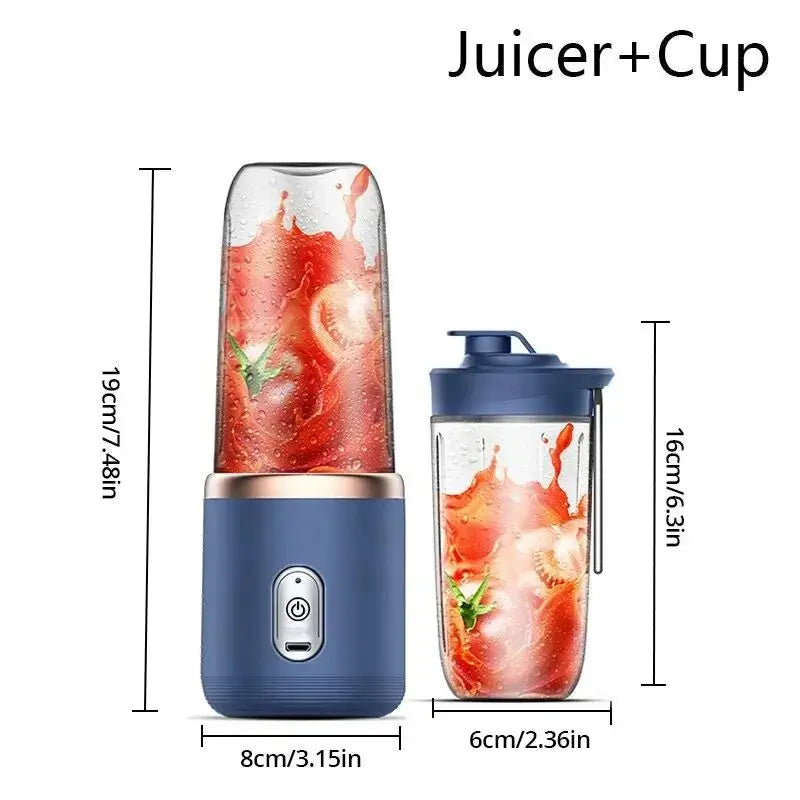 Portable Juicer Cup Smoothie Blender 6 Blade Blender Bottle  Household Fruit Juicer Cup USB Rechargeable Juicer Kitchen Tool
