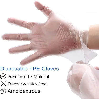 100PCS Disposable TPE Gloves Kitchen Bathroom Restaurant Camping Travel Waterproof Oil-Proof Household Cleaning Tools