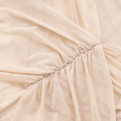 Sexy Off Shoulder Mesh See Through Maxi Dress Women Backless Ruched Elegant Gown 2025 Summer Night Prom Birthday Outfits