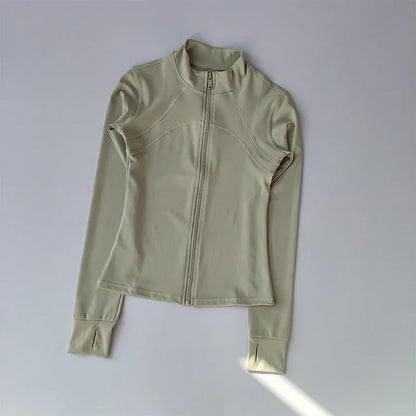 Zippered Sports Jacket for Women Yoga Suits Slim Fit Training for Jogging Long-sleeved Quick-drying Cardigan Jacket Top